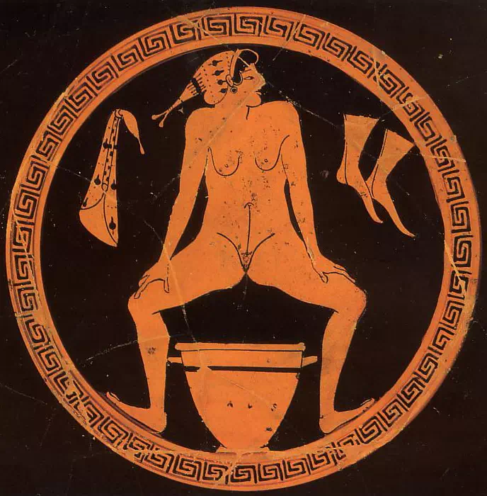 ギリシャのヘタエラがスカイフォスに放尿する(紀元前 480 年頃)