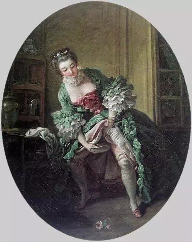18世紀の女性が立って便器に放尿する